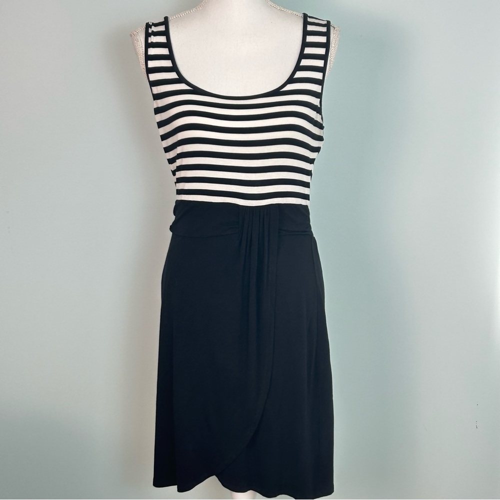 Boston Proper Black and White Sleeveless Dress